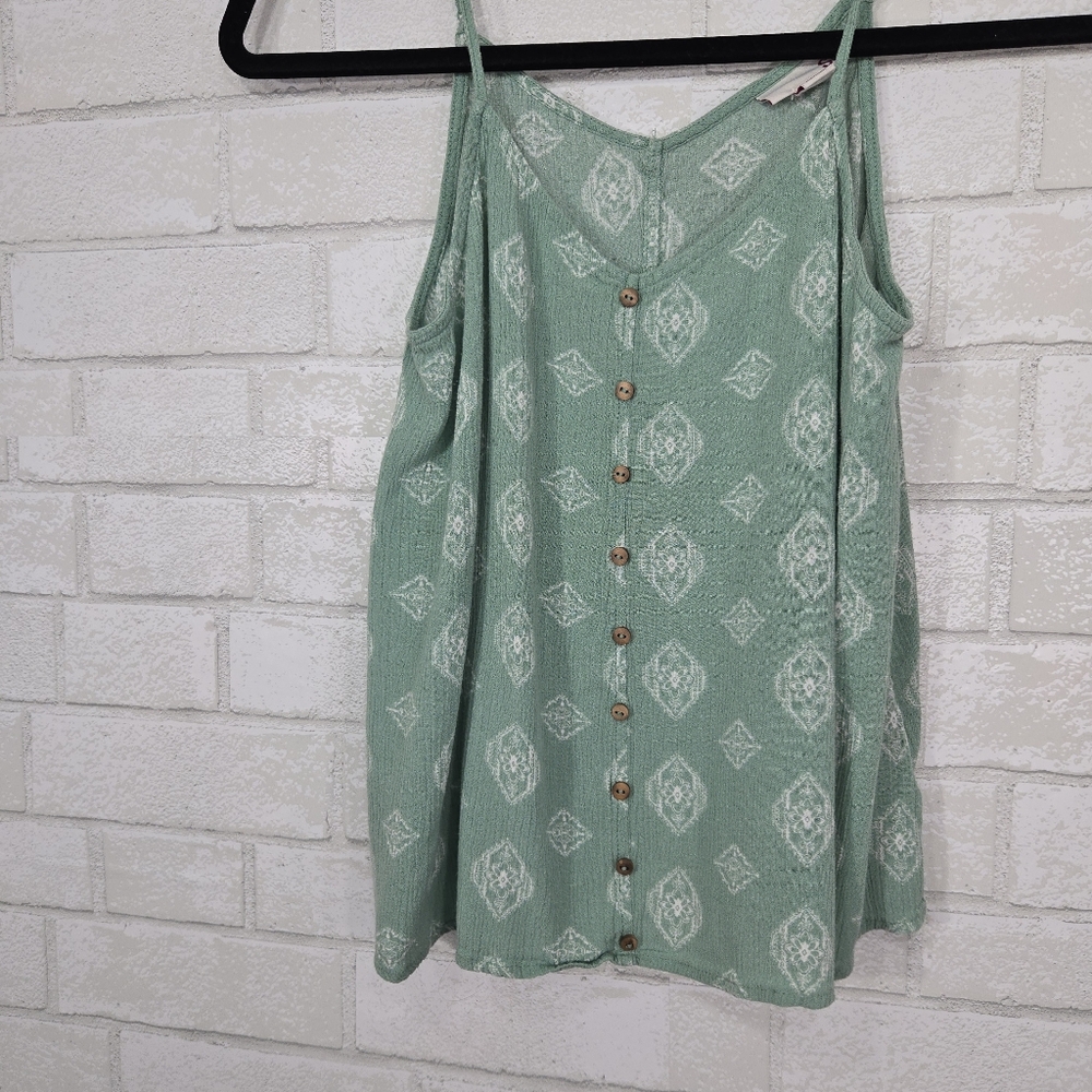 FREE SO Sage Green Printed Button-Front Tank Top - Picture 4 of 14